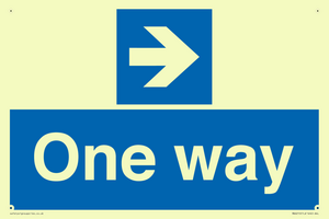One way with right directional arrow